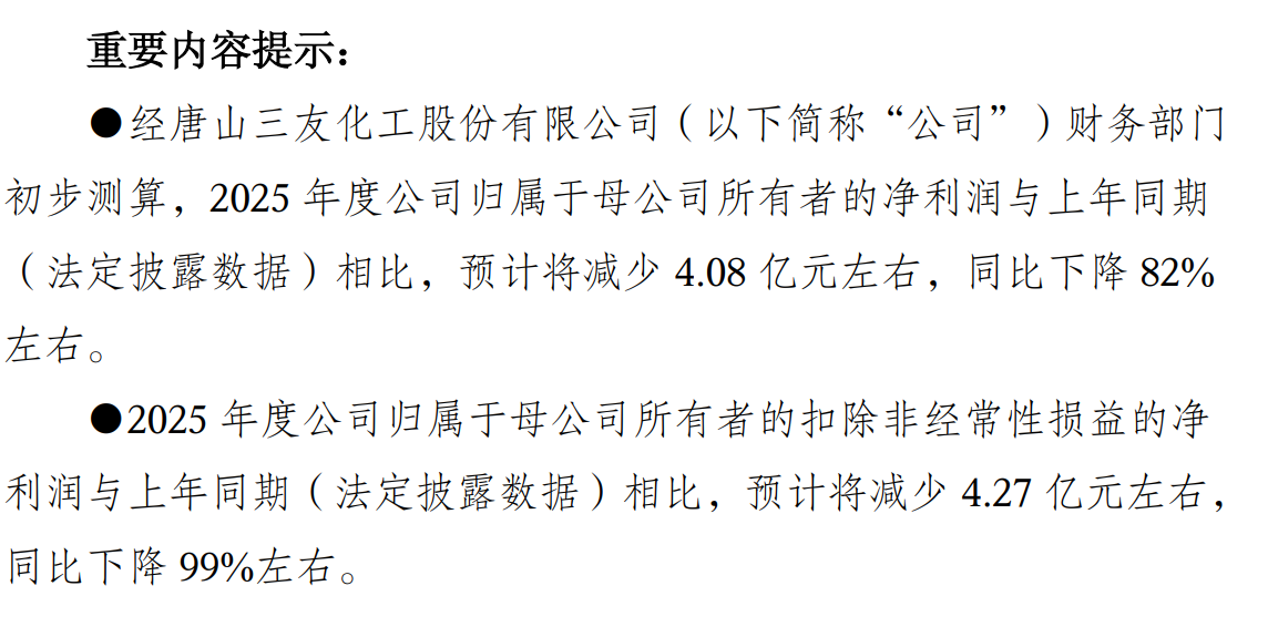 传统主业“失血”不止，新项目尚未贡献业绩，亚星化学2025年预亏扩大至1.74亿