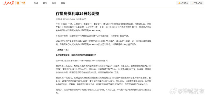 金融早参 | 存量房贷利率25日起调整
