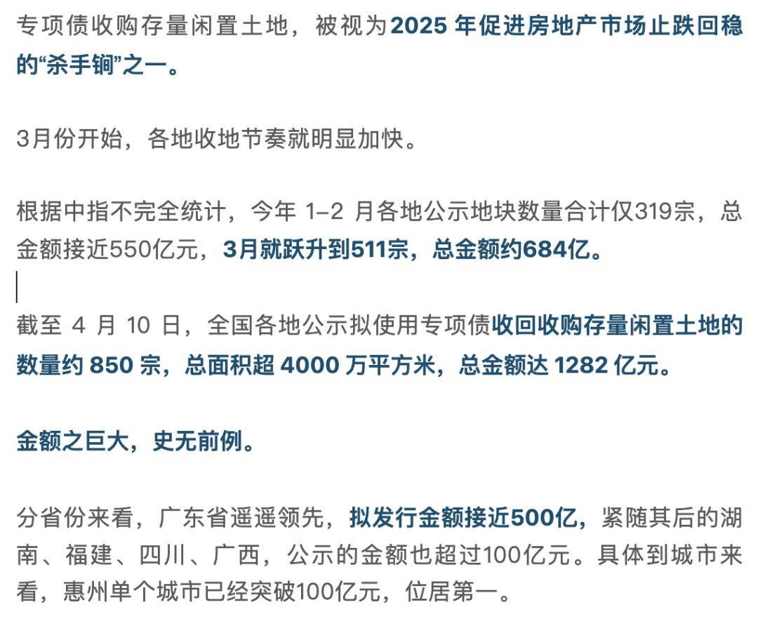 专项债收储提速！各地拟回收闲置土地近3000宗